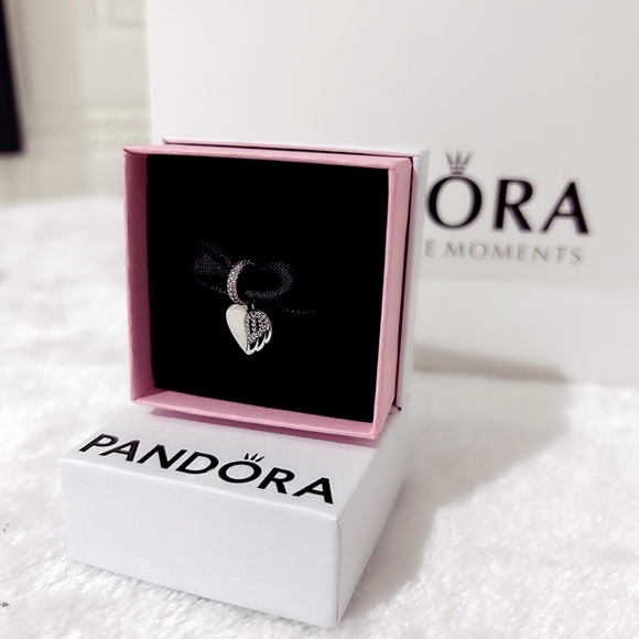 PANDORA Heart & Angel Dangle Charm w/box - Picture 2 of 9